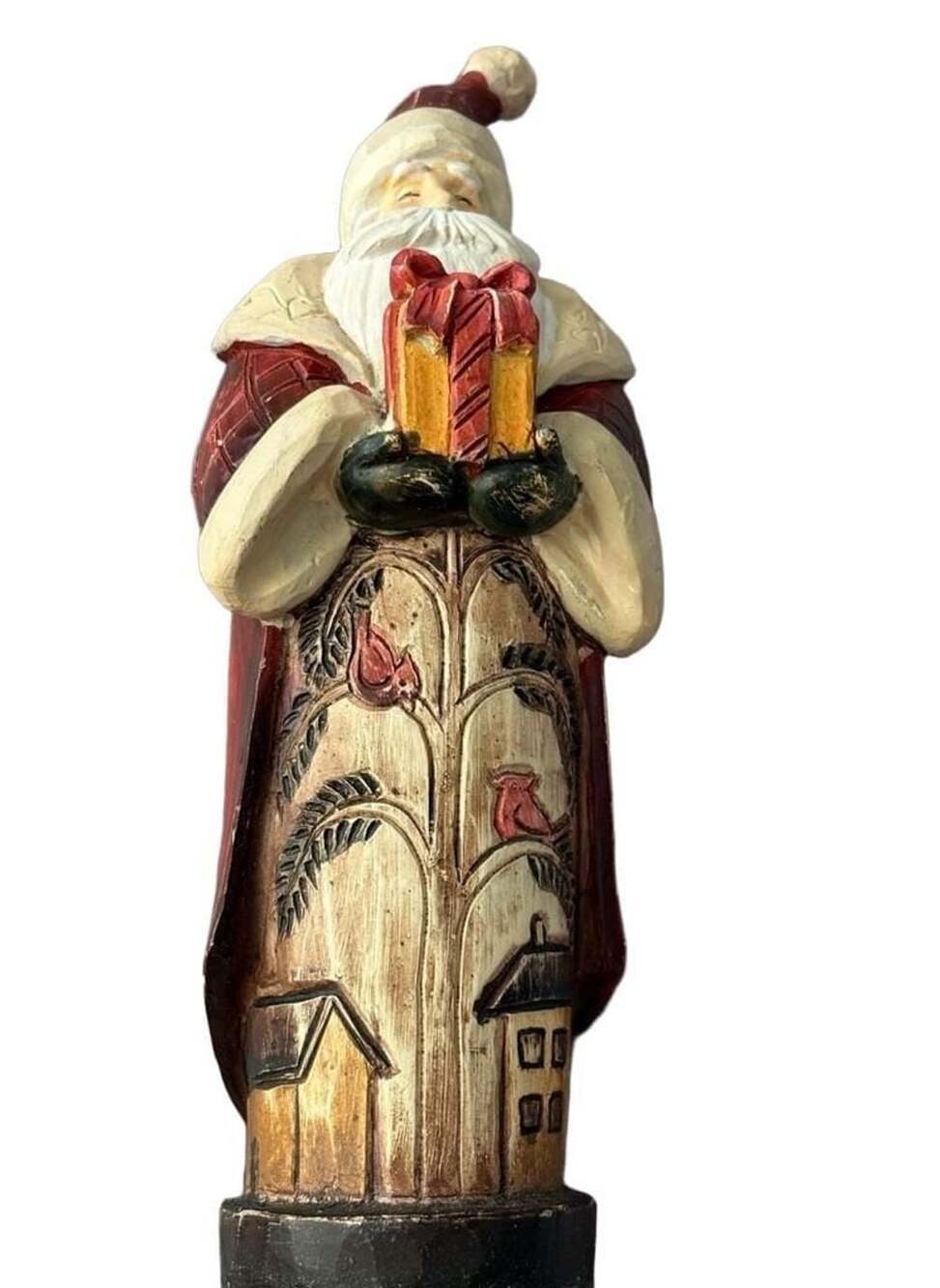 Tii Collections Resin Santa Figurine Holding Gift Cardinal Christmas